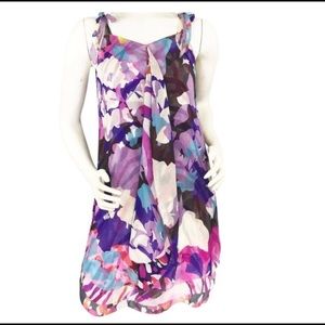 DVF multicolored floral silk cocktail dress